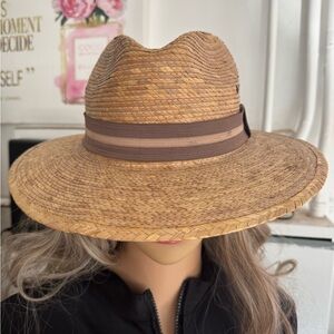 Stylish Brown Straw Hat with Ribbon